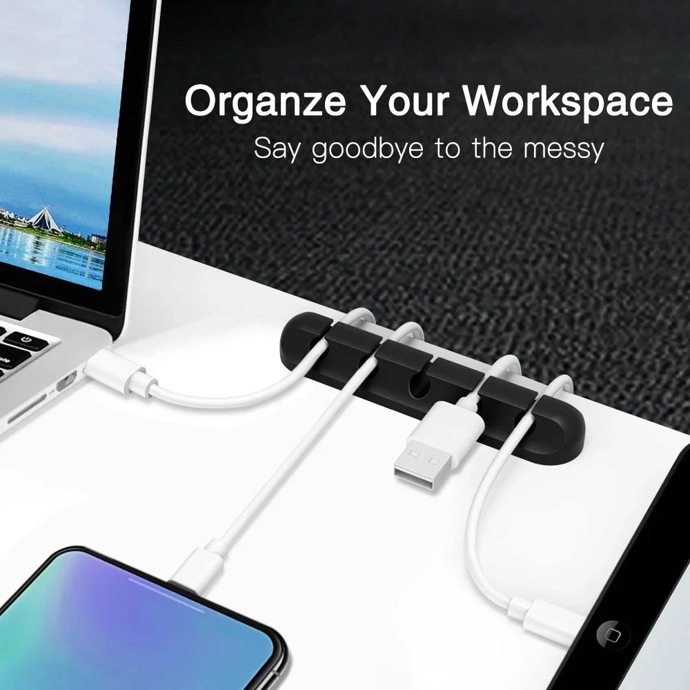 Silicone USB Cable Clip - Adhesive Desk Cord Organizer