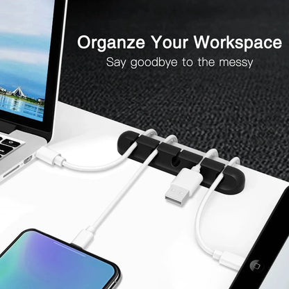 Silicone USB Cable Clip - Adhesive Desk Cord Organizer